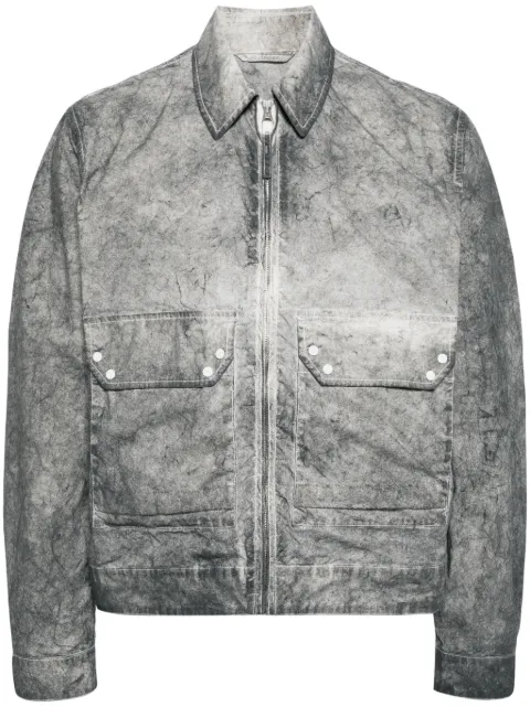 Ten C zip-up distressed-effect shirt jacket Grey 24CTCUC04168A06815
