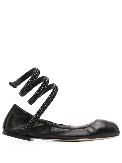 René Caovilla Cleo crystal-embellished ballerina shoes Black C12073010NA01V