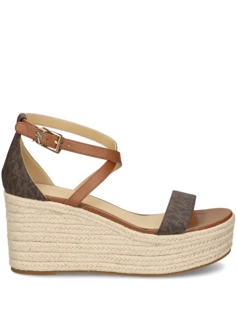 Michael Kors Serena monogram wedge sandals Brown 40S2SEMS1B