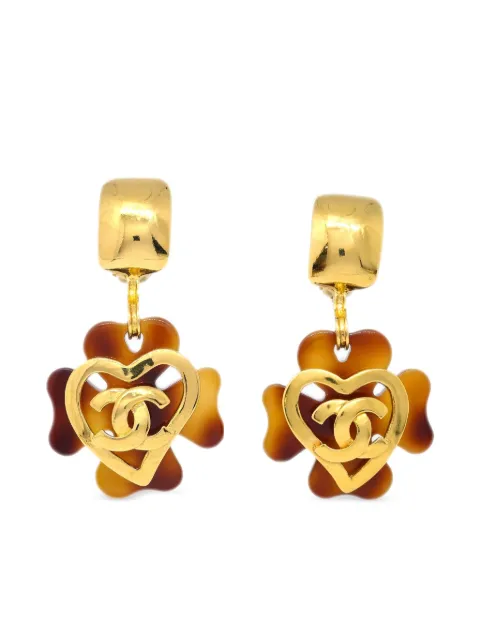 CHANEL Pre-Owned 1995 CC clover-motif clip-on earrings Gold ER95P