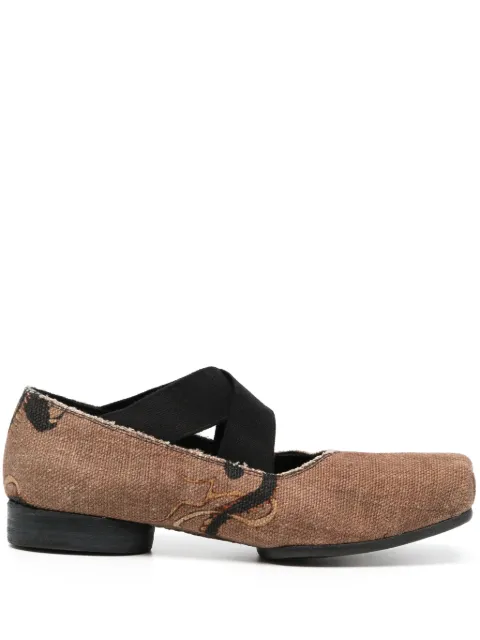 Uma Wang printed ballerina shoes Brown US9052