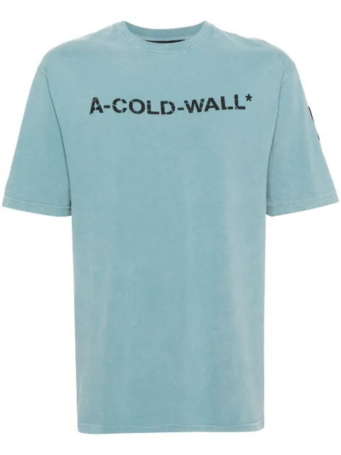 A-COLD-WALL* Overdye logo-print T-shirt Blue ACWMTS186