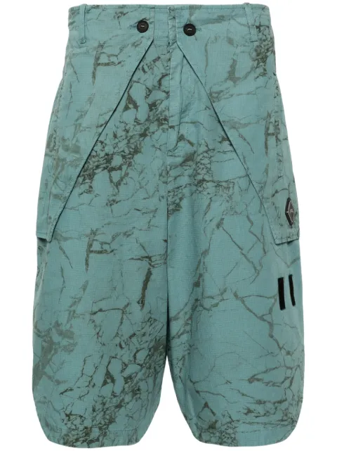 A-COLD-WALL* Overlay abstract-print cargo shorts Green ACWMB277B