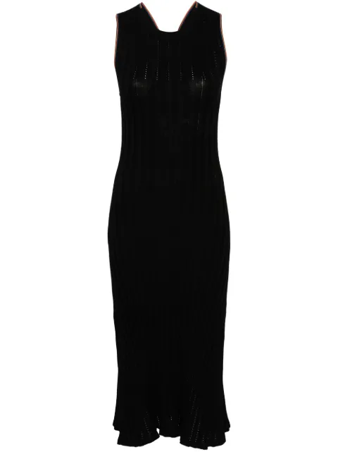 Paul Smith stripe-trim ribbed maxi dress Black W1R774NM10990