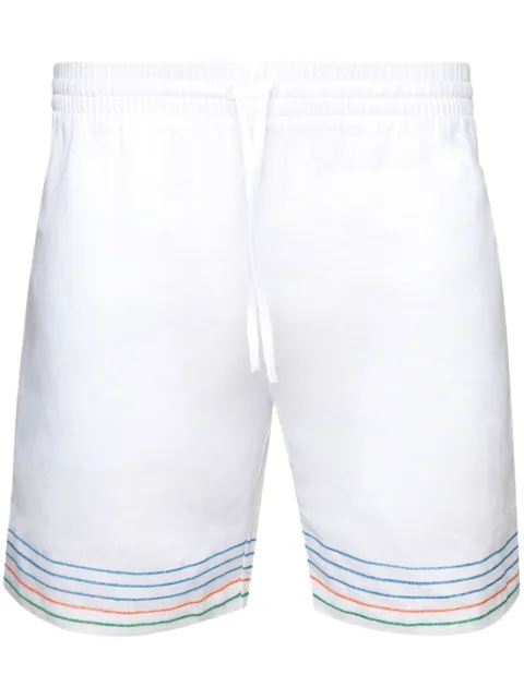 Casablanca stripe-embroidered linen shorts White MS24TR012