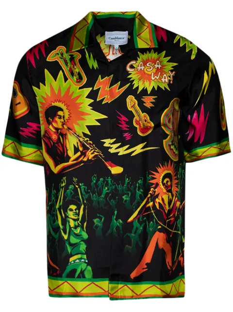 Casablanca graphic-print silk shirt Black MS24SH003