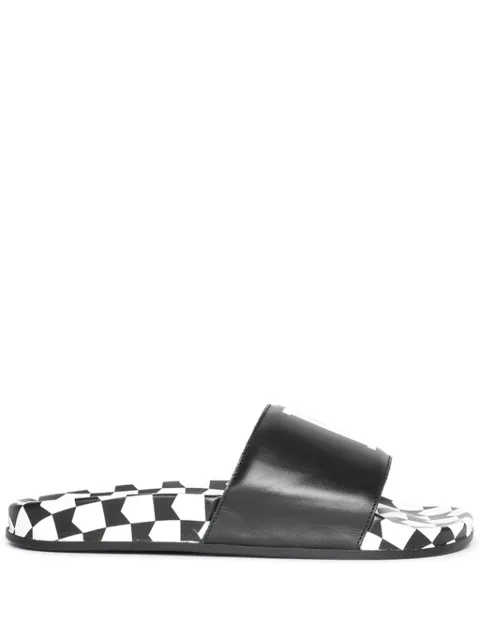 RHUDE logo-print leather slides Black RHPS24FO06619669