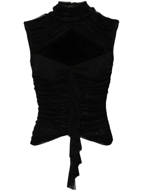 De La Vali Tiramisu ruched top Black SS24DS1541