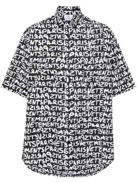 VETEMENTS logo-print cotton shirt Black UE64SH800BW