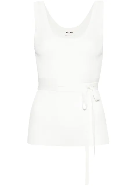P.A.R.O.S.H. tied waist ribbed tank top Neutrals ROUX24D540790