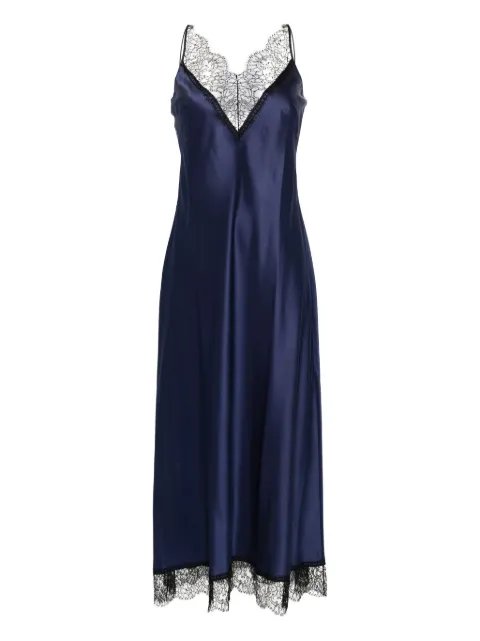 Carine Gilson lace-detail silk nightdress Blue CD0265DWS24