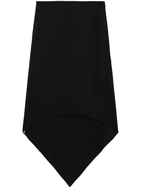 Helmut Lang asymmetric wool midi skirt Black O01HW302