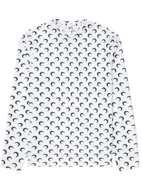 Marine Serre Regenerated moon-print long-sleeve T-shirt White MTS003CJER0001