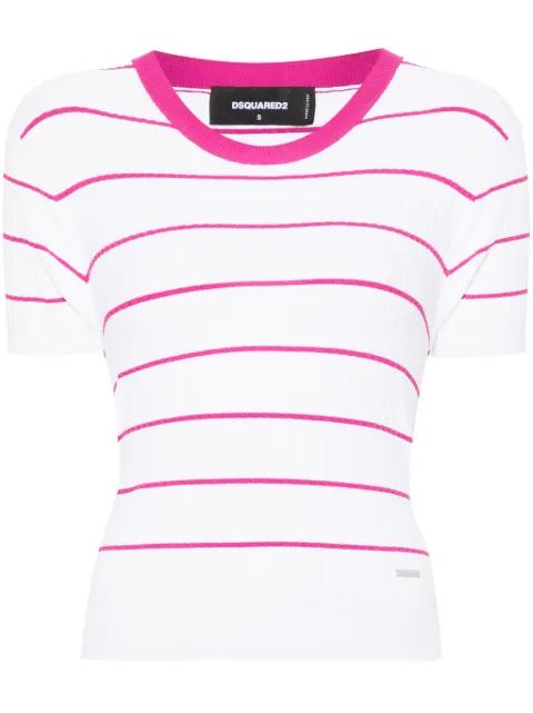 DSQUARED2 striped ribbed top White S72HA1196D13015