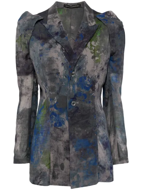 Y's abstract-pattern print cotton-blend blazer Grey YSJ01024