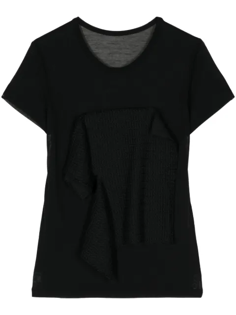 Y's draped-panel cotton T-shirt Black YST25065