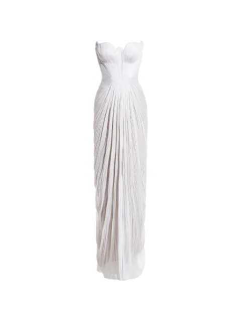 Maria Lucia Hohan maxi Jasleen strapeless pleated gown Silver JASLEEN