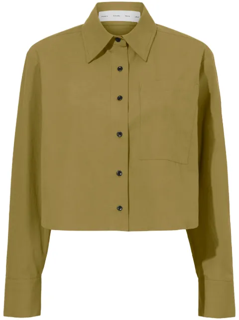 Proenza Schouler White Label long-sleeve poplin cropped shirt Green WL2434468SC085