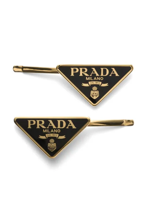 Prada triangle-logo hair clips (set of two) Gold 1IF0512BA6