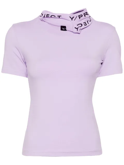 Y/Project logo-print collar jersey T-shirt Purple 104TO001