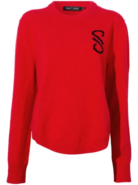 Proenza Schouler intarsia knit-logo merino-wool jumper Red R2437177KW159