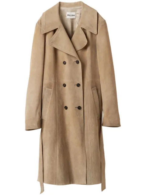 Miu Miu double-breasted suede coat Neutrals MPS725SOOO1421