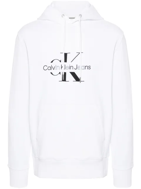Calvin Klein Jeans logo-print cotton hoodie White J30J325429