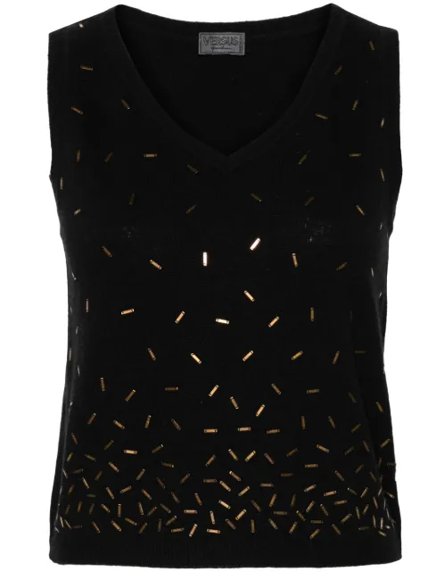 Versace Pre-Owned 2000s plaque-embellished knitted vest Black VRS250BL