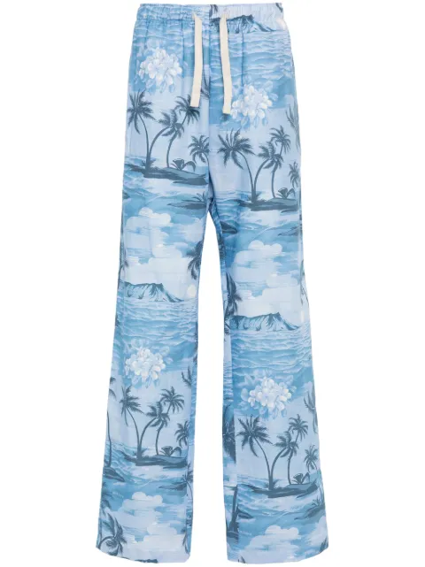Palm Angels Sunset-print wide-leg trousers Blue PMCA143S24FAB0014949