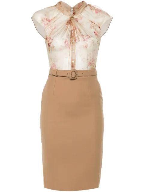 Christian Dior Pre-Owned 2010s floral-print semi-sheer dress Neutrals HOLADIO439