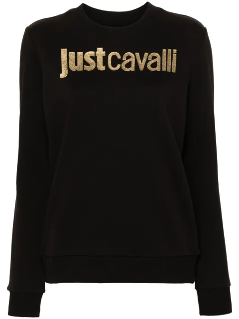 Just Cavalli logo-print cotton sweatshirt Black 76PAIG11CF300