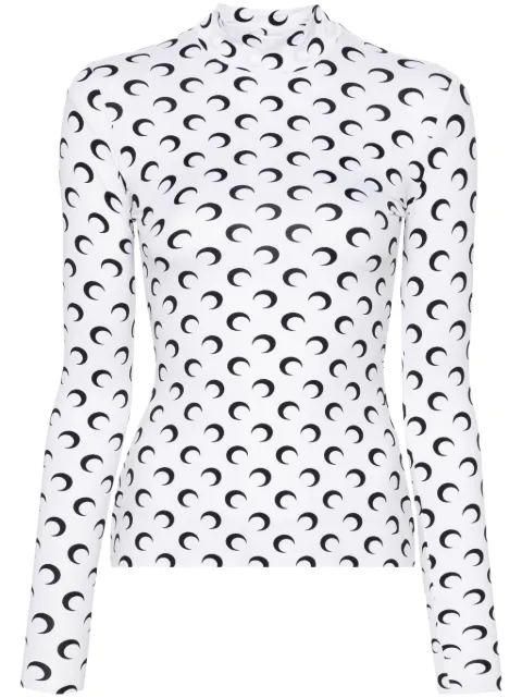 Marine Serre Recycled Moon jersey Second Skin highneck top White WTS005CJER0001WH00