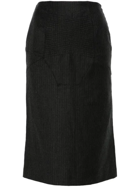 John Galliano Pre-Owned 1990s pinstripe-pattern wool midi skirt Grey HOLAGAL131