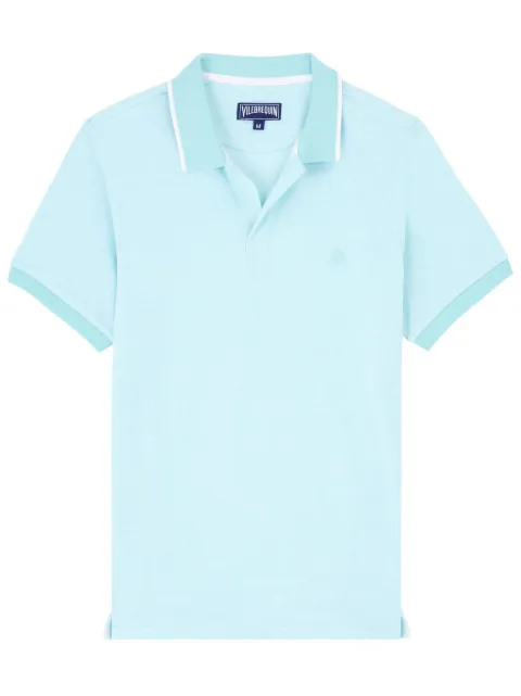 Vilebrequin logo-embroidered organic cotton polo shirt Blue PLTAN300