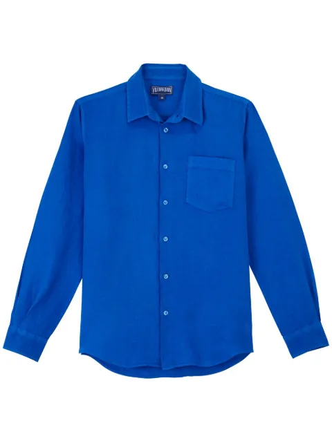 Vilebrequin logo-embroidered linen shirt Black CRSH9U10