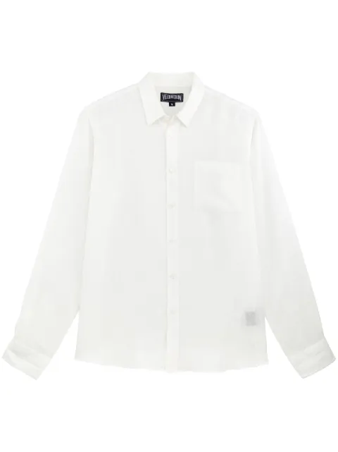 Vilebrequin logo-embroidered linen shirt White CRSU3U00