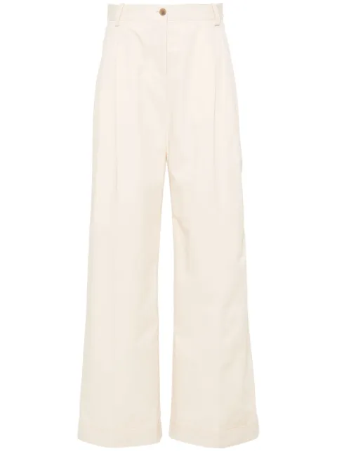 Maison Kitsuné logo-embroidered pleated straight trousers Neutrals MW01103WW0102