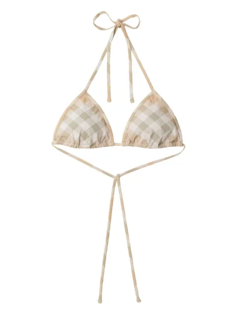 Burberry checked triangle bikini top Neutrals 8082751