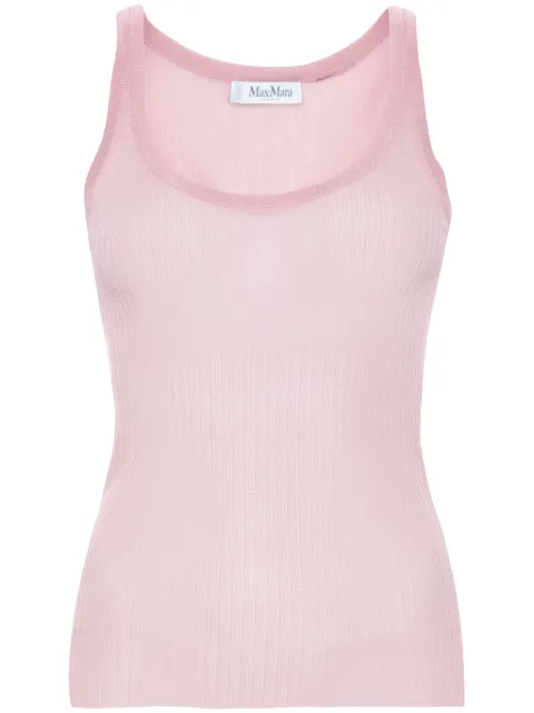 Max Mara semi-sheer fine-ribbed top Pink 2411361043600