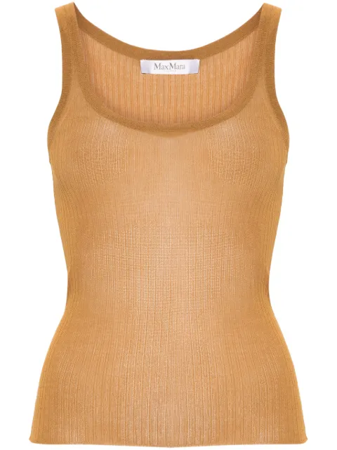 Max Mara semi-sheer fine-ribbed top Neutrals 2411361043600