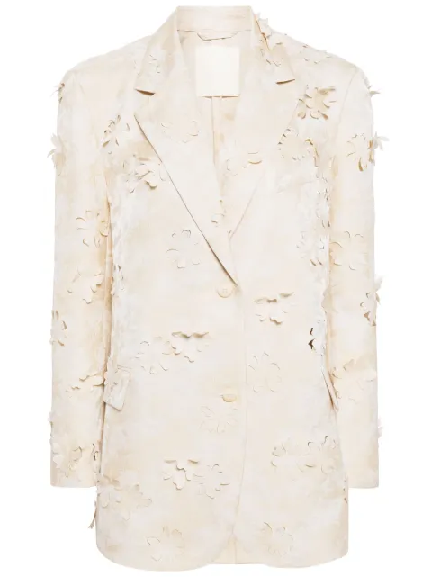 JNBY floral-appliqué single-breasted blazer Neutrals 5O3712110