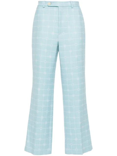 Casablanca logo-windowpane straight trousers Blue MPS24TR184