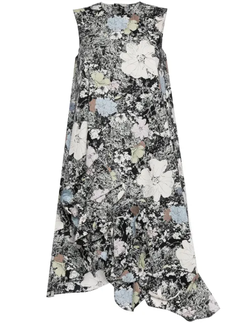 JNBY floral-print cotton midi dress Black 5O4G14000