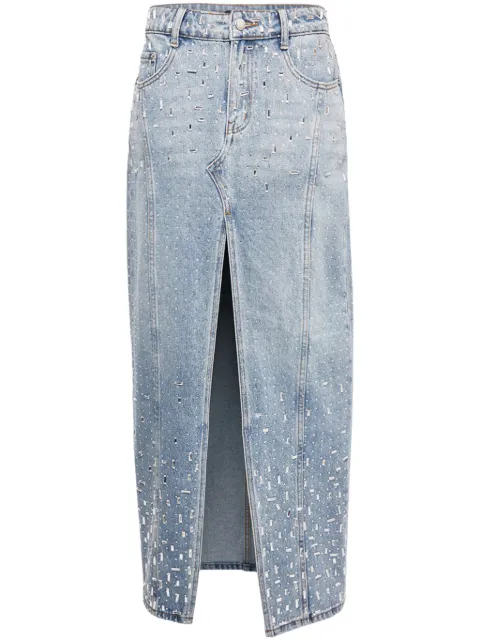 Retrofete crystal-embellished denim skirt Blue HL248019C