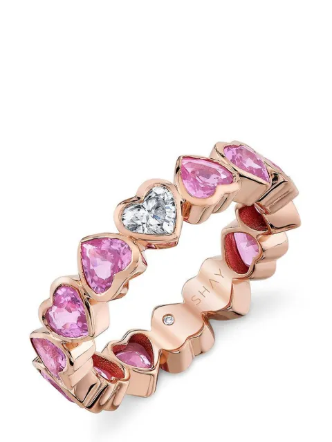 SHAY 18kt rose gold, pink sapphire and diamond heart ring Pink SR534106941
