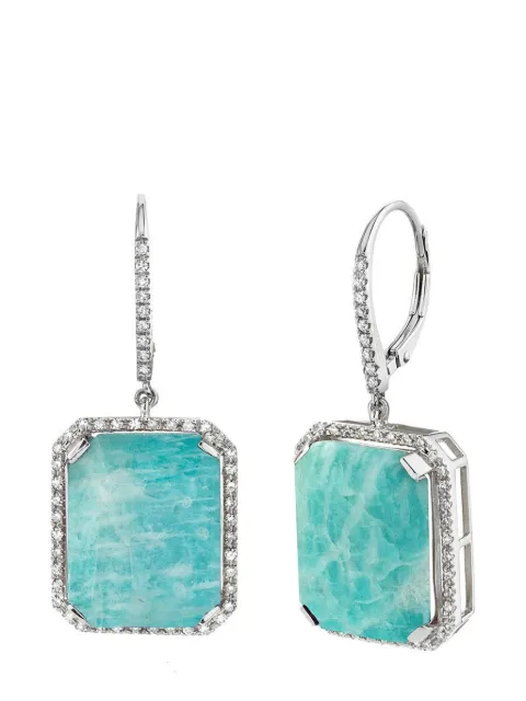 SHAY 18kt white gold Portrait amazonite and diamond earrings Silver SE46100404