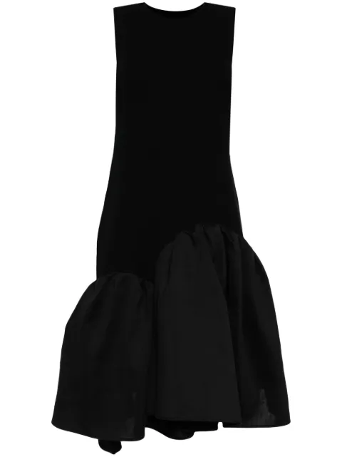 JNBY asymmetric patchwork cotton midi dress Black 5O4G12290