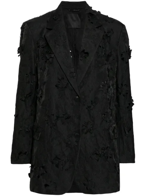 JNBY floral-appliqué single-breasted blazer Black 5O3712110