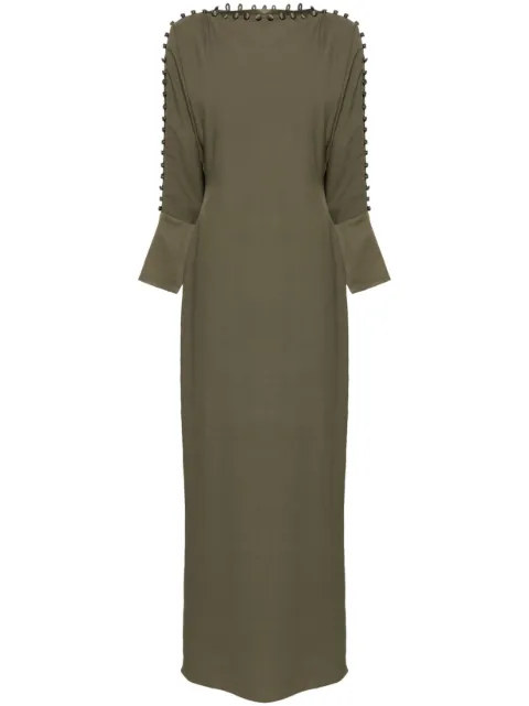 Taller Marmo Mila decorative button-detail dress Green TMPF2411506