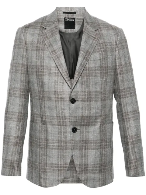 Zegna checked single-breasted blazer Grey 749000A710FP20